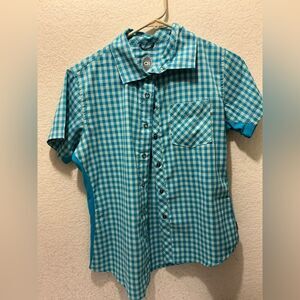 Club Ride Apparel Kids Turquoise Checkered Button Down Shirt